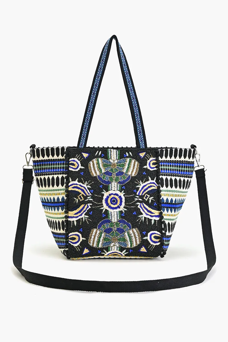 Black Navy Butterfly Embellished Tote sold by America & Beyond