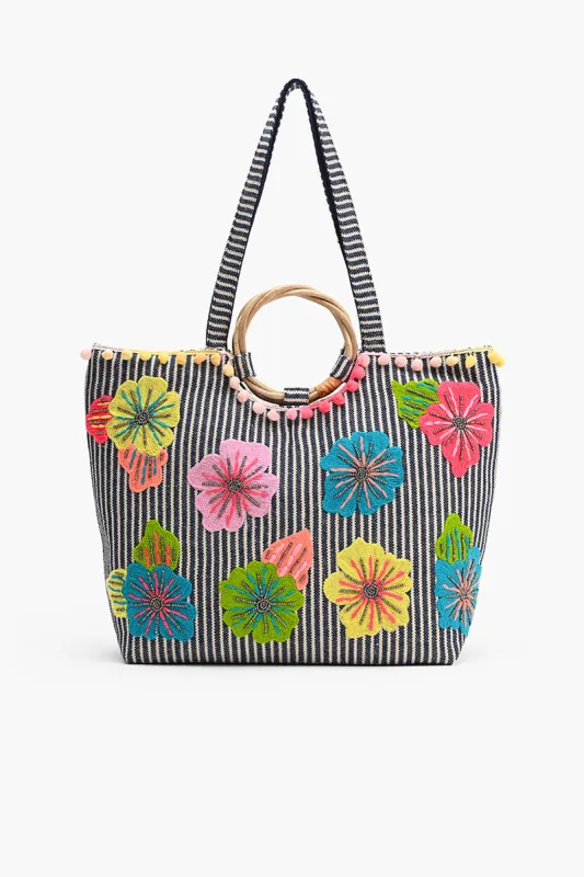 Fanciful Floral Stripe Tote sold by America & Beyond