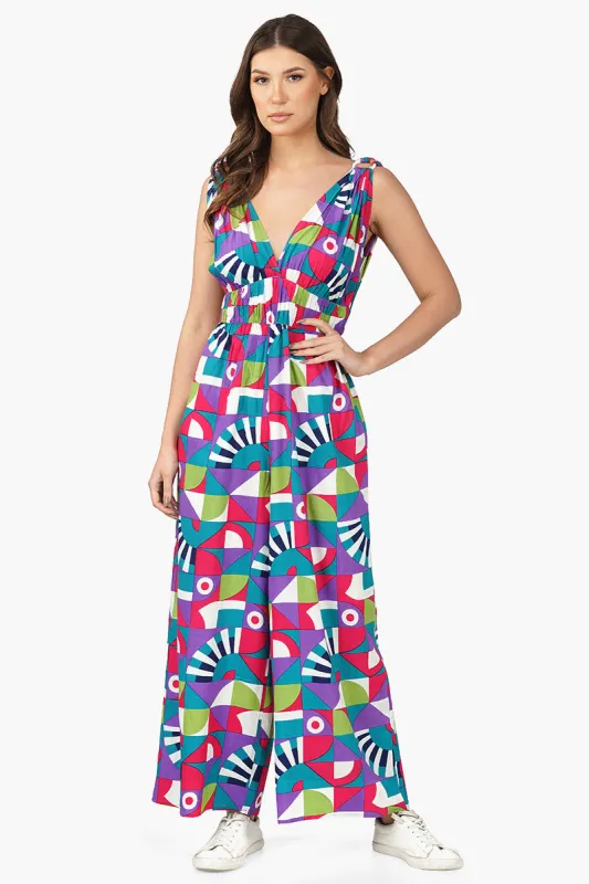 Geo Toucan Viscose Jumpsuit sold by America & Beyond