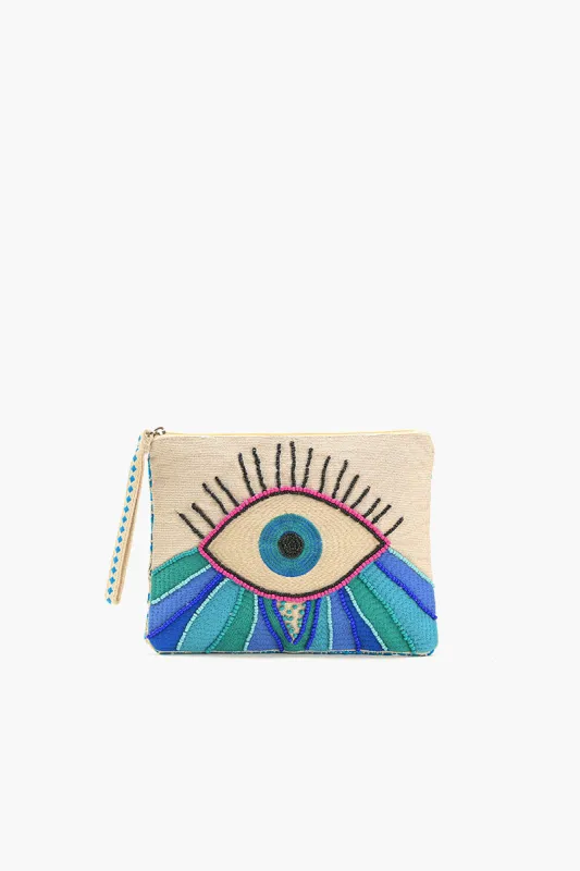 Wanderlust Evil Eye Clutch sold by America & Beyond