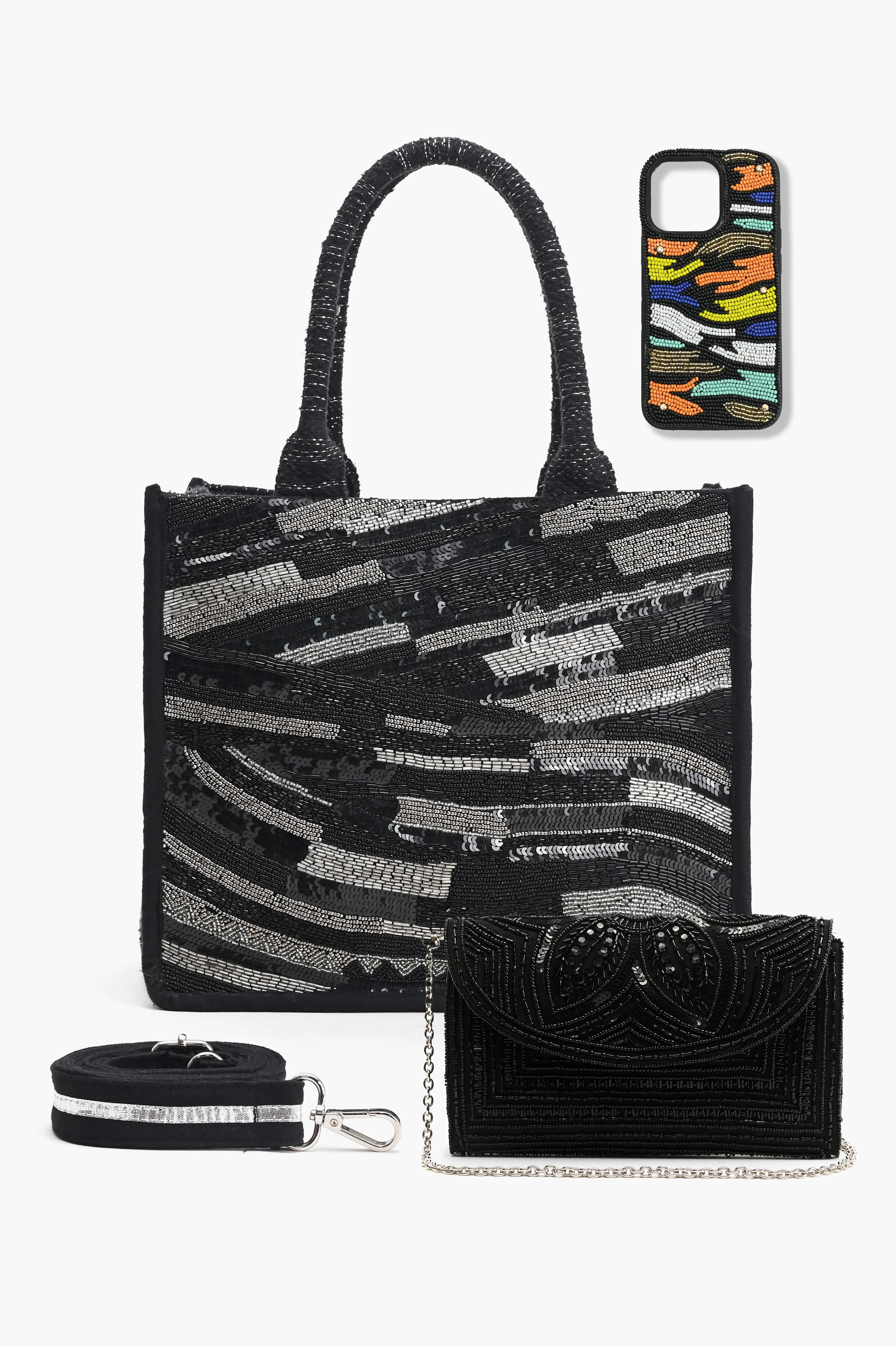 Black Luxe Embellished Collection Set of 3 sold by America & Beyond