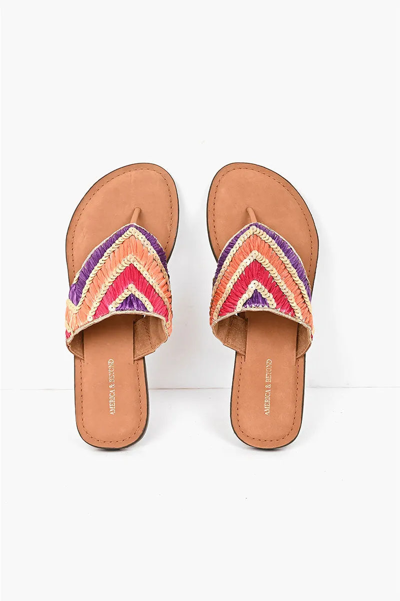Raffia Embellished Gloria Sandals sold by America & Beyond