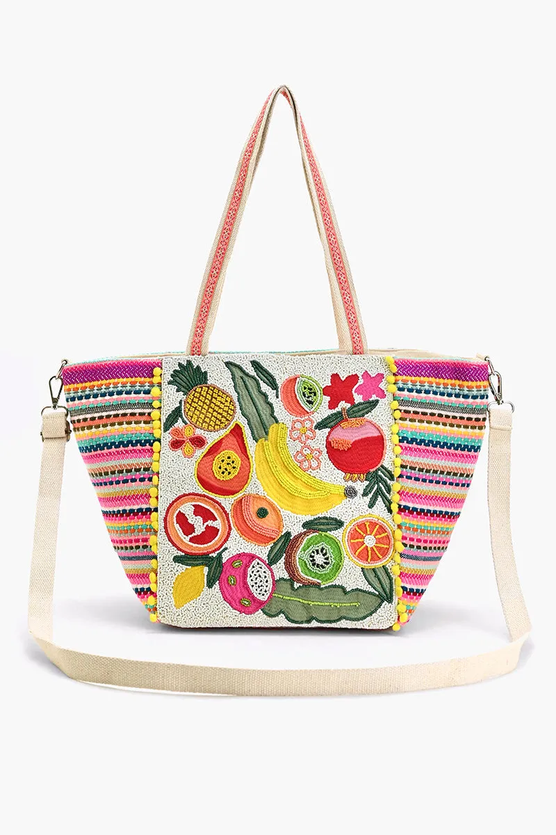 Multi Fruits Embellished Tote sold by America & Beyond