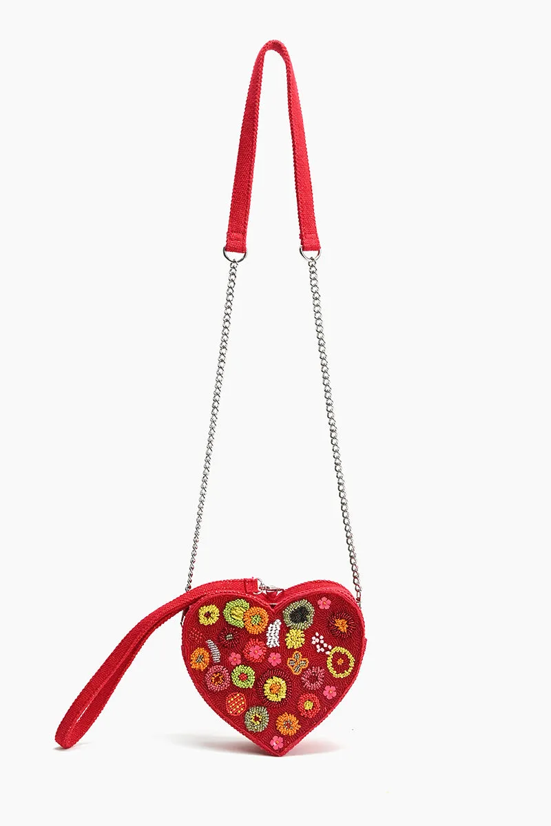 Crimson Blossom Heart shaped Clutch sold by America & Beyond product image thumbnail 3