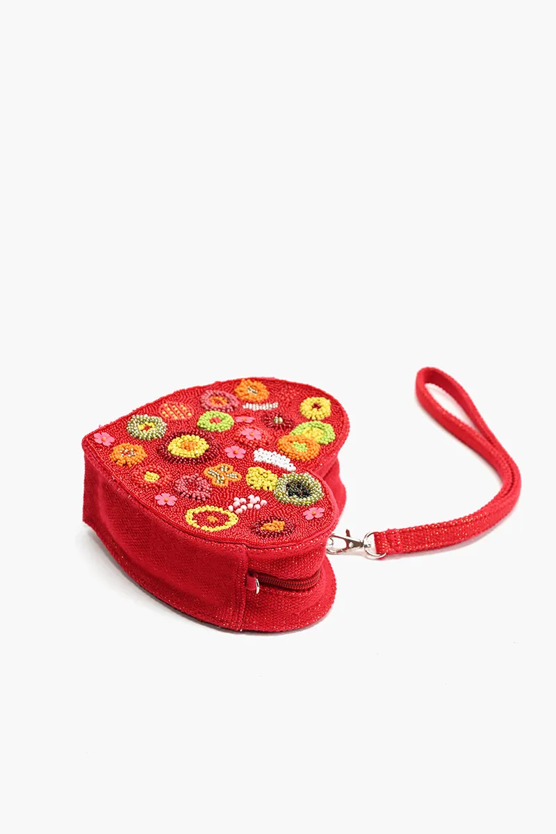 Crimson Blossom Heart shaped Clutch sold by America & Beyond product image thumbnail 5