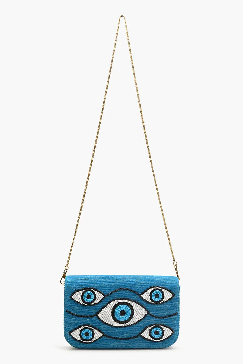 Evil Eye Tufted Embellished Clutch sold by America & Beyond product image thumbnail 2