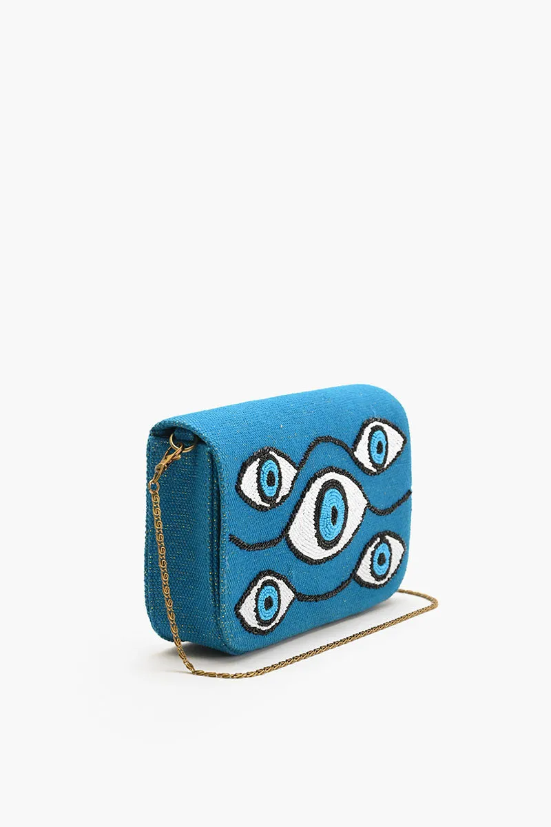 Evil Eye Tufted Embellished Clutch sold by America & Beyond product image thumbnail 3