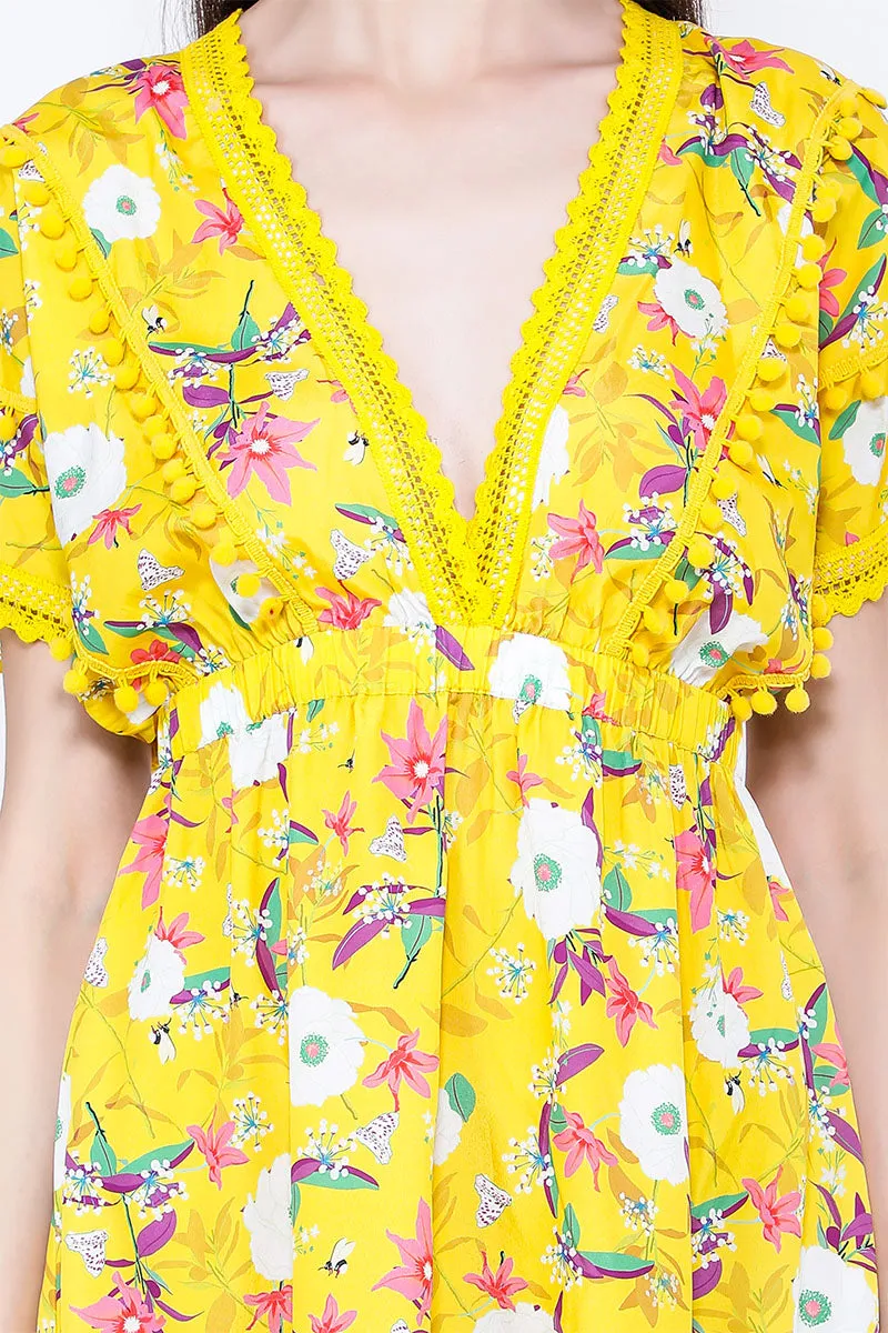 Sunshine Florals Pompom Dress sold by America & Beyond product image thumbnail 5