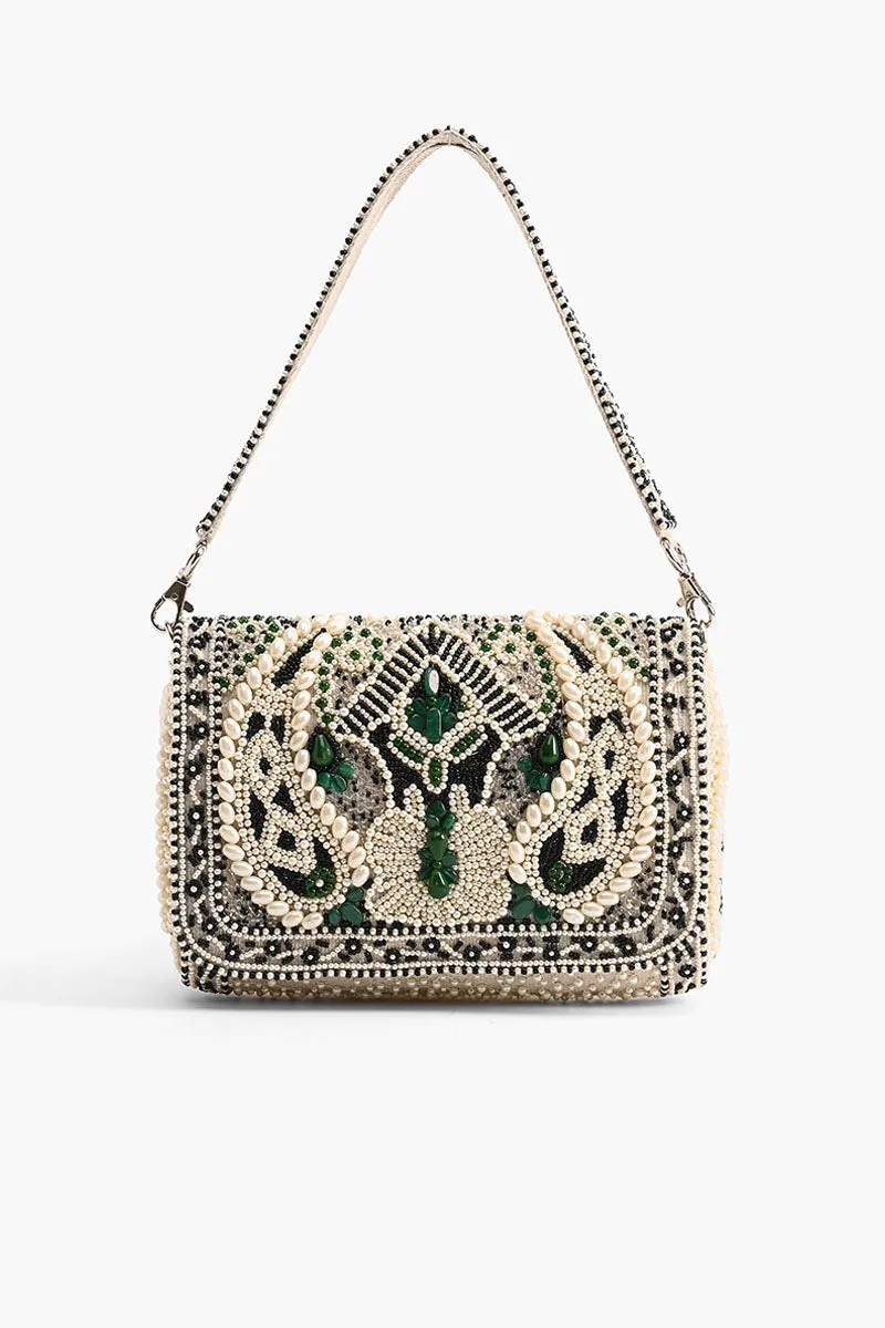 Emerald Stone Embellished Shoulder Bag sold by America & Beyond