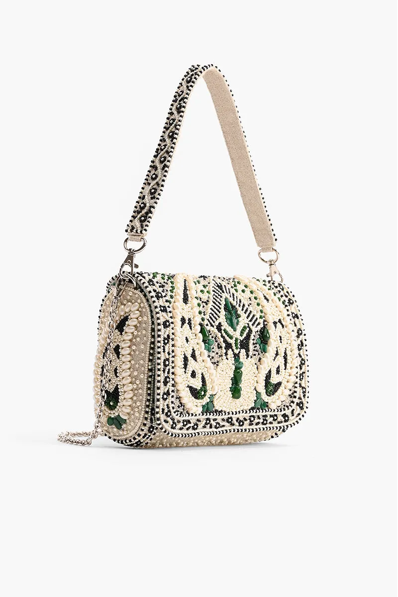 Emerald Stone Embellished Shoulder Bag sold by America & Beyond product image thumbnail 3
