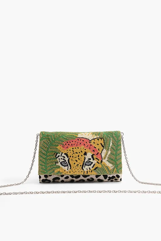 Forestry Leopard Embellished Clutch sold by America & Beyond