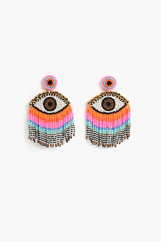 Rainbow Evil Eye Earrings sold by America & Beyond