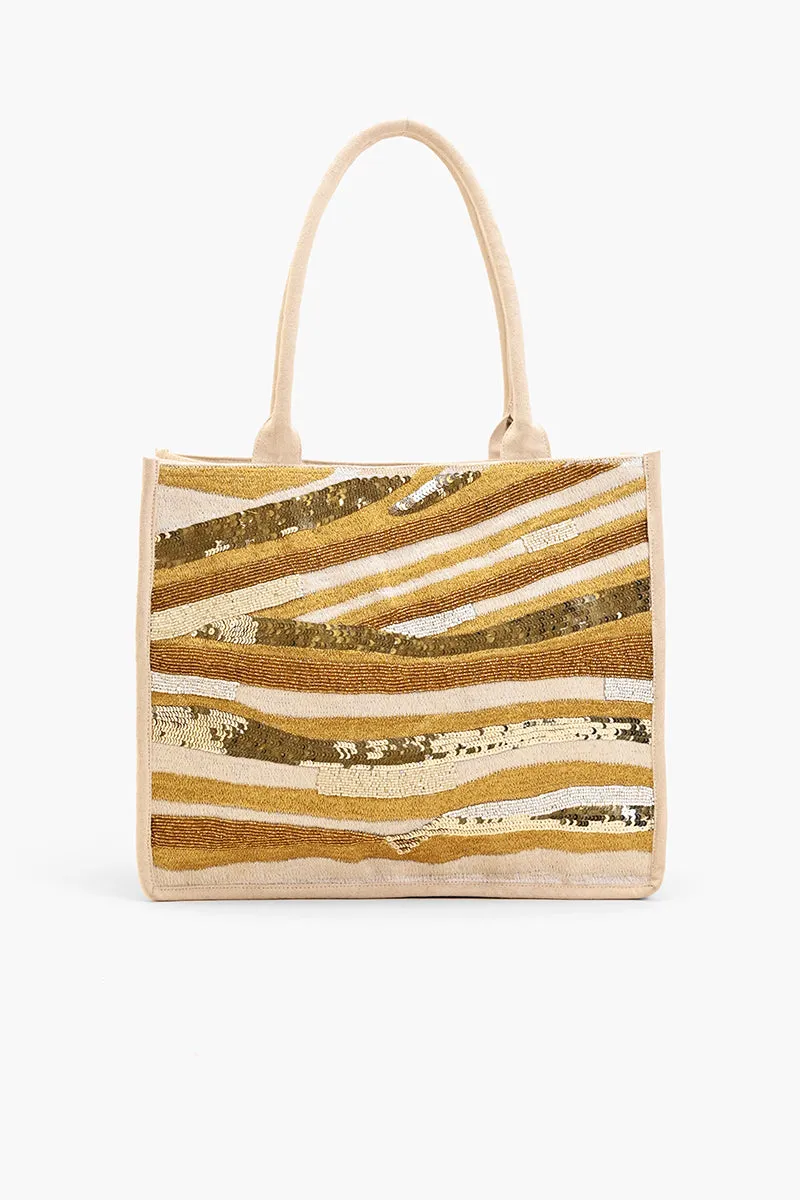 Luxe Gold Embellished Large Book Tote sold by America & Beyond