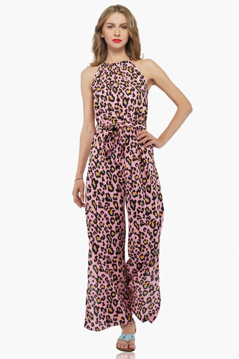 Pink Jaguar Jumpsuit-Pink Animal Print Jumpsuit For Women sold by America & Beyond
