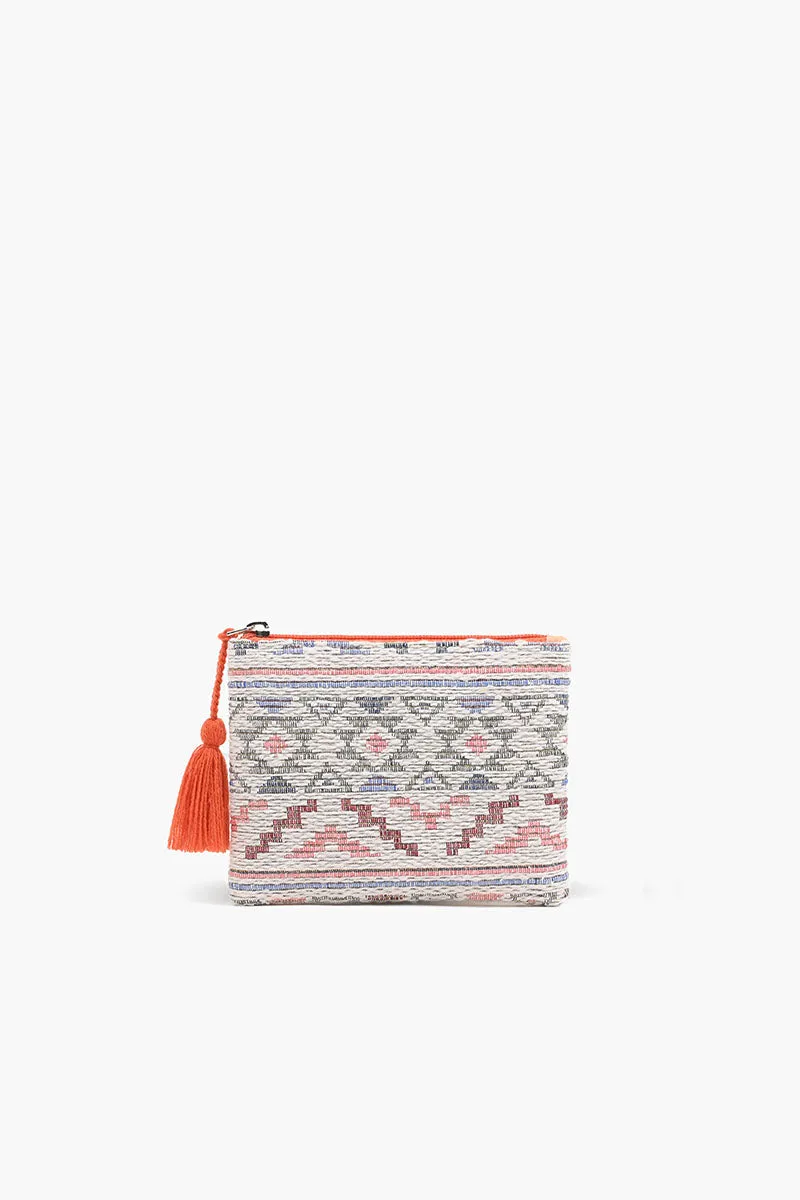 Ivory Handwoven Jacquard Coin Bag sold by America & Beyond