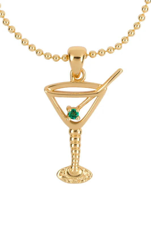 14K Gold Fill Emerald Martini Necklace sold by Fashion Brand Company