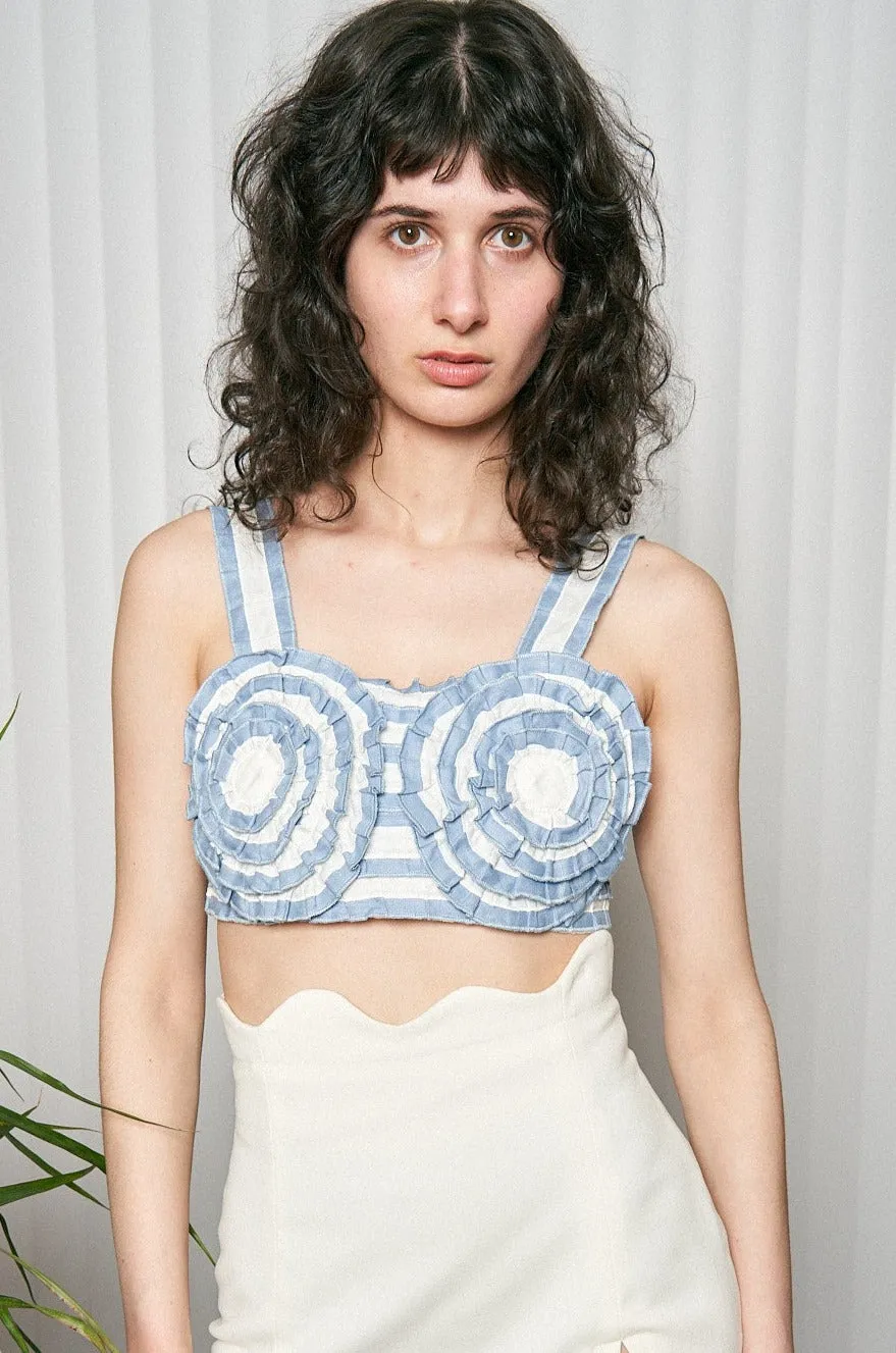 Linen Stripe Swirl Boobs Bra Top sold by Fashion Brand Company