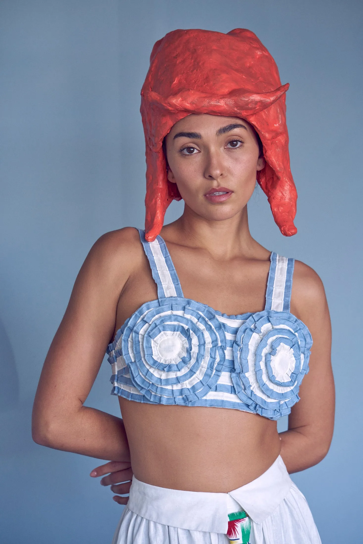 Linen Stripe Swirl Boobs Bra Top sold by Fashion Brand Company product image thumbnail 4