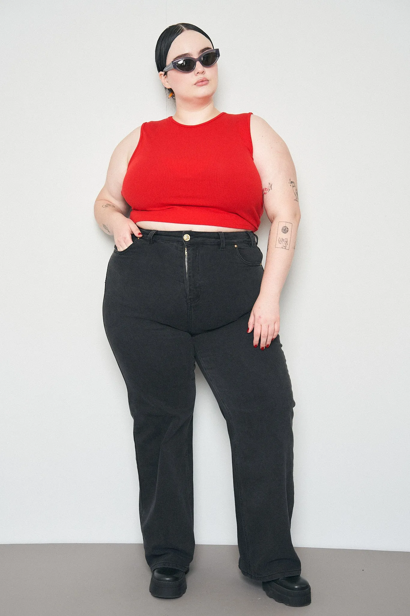 5 left - Tencel Rib Crop Tank Maraschino sold by Fashion Brand Company product image thumbnail 2