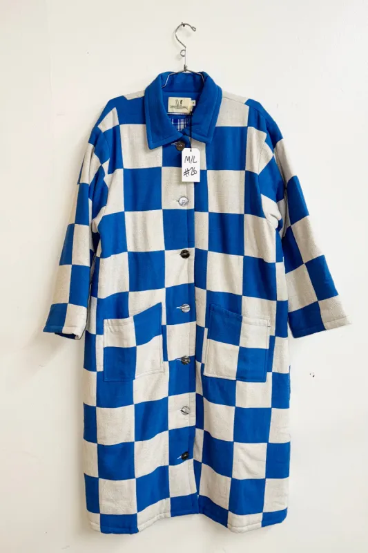 Scrap #26 Blue/Beige Chessboard Coat M/L made by Fashion Brand Company
