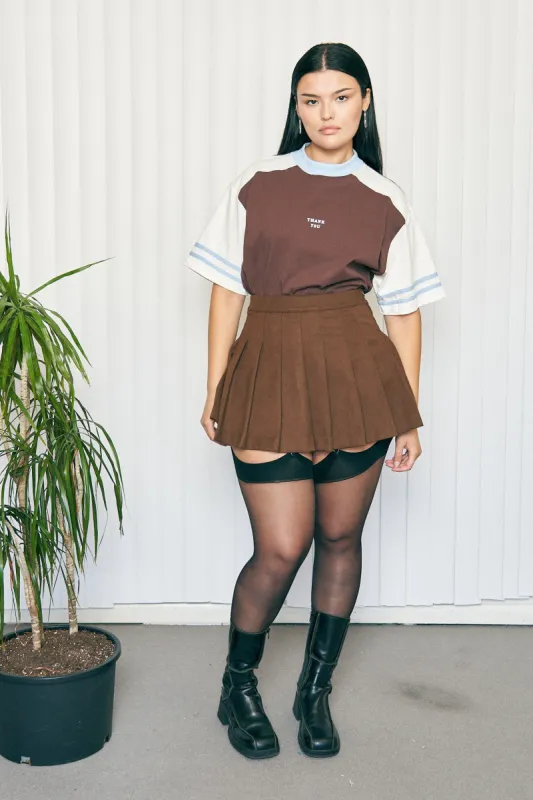 Brown Pleated Micro Mini Skirt made by Fashion Brand Company