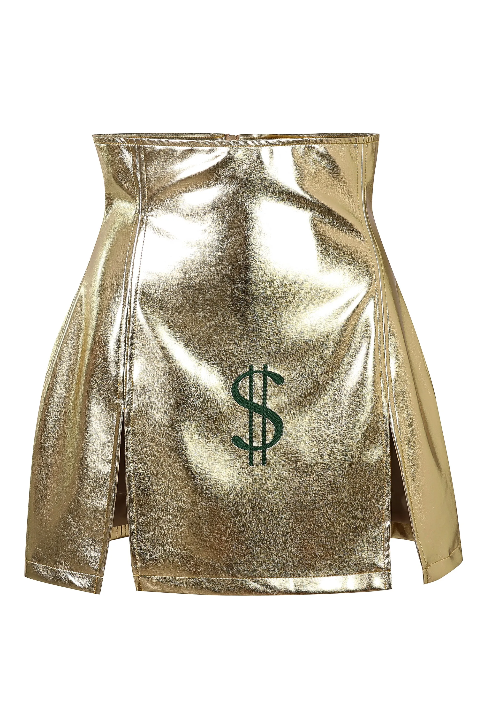 Greed Gold faux leather Skirt sold by Fashion Brand Company