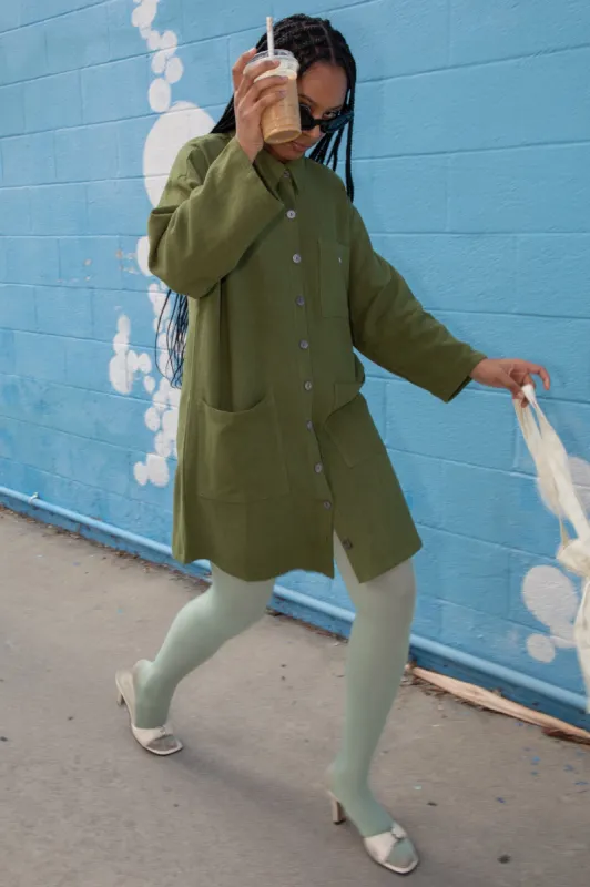 Unisex Beach Linen Jacket Moss sold by Fashion Brand Company