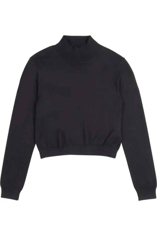 Black Mock Neck Crop Viscose Sweater sold by Fashion Brand Company