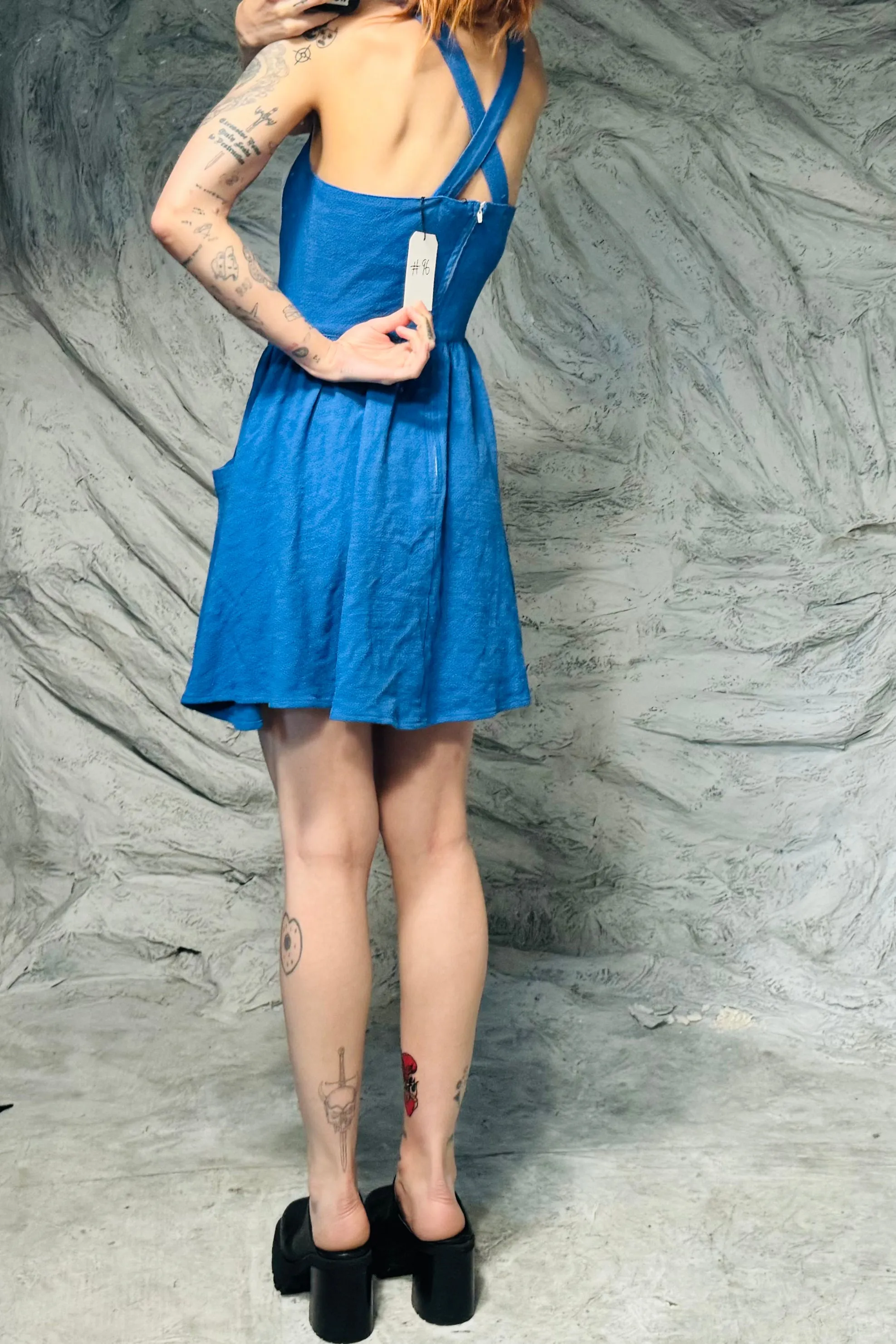 SAMPLE #96 - S Blue Milkmaid Mini Dress sold by Fashion Brand Company product image thumbnail 2