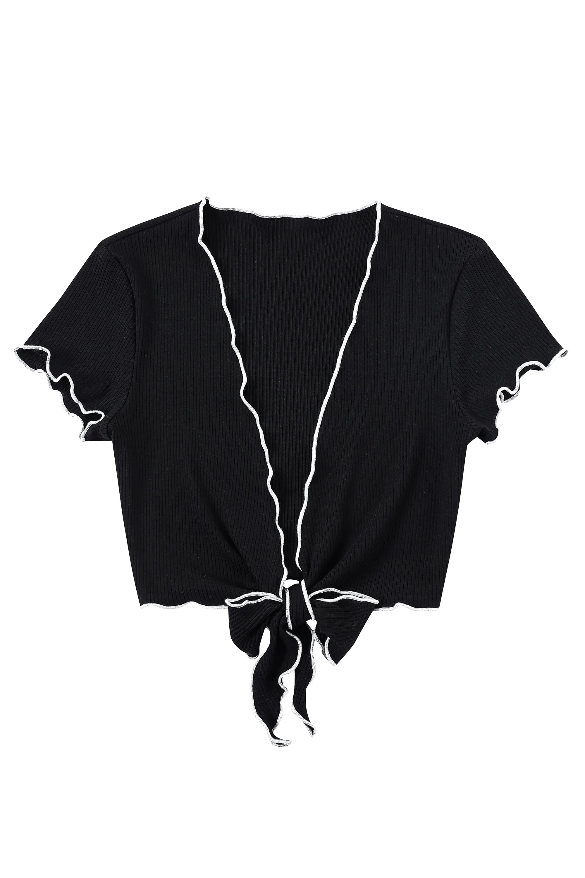 4 left - Tencel Rib Tie Front Top sold by Fashion Brand Company