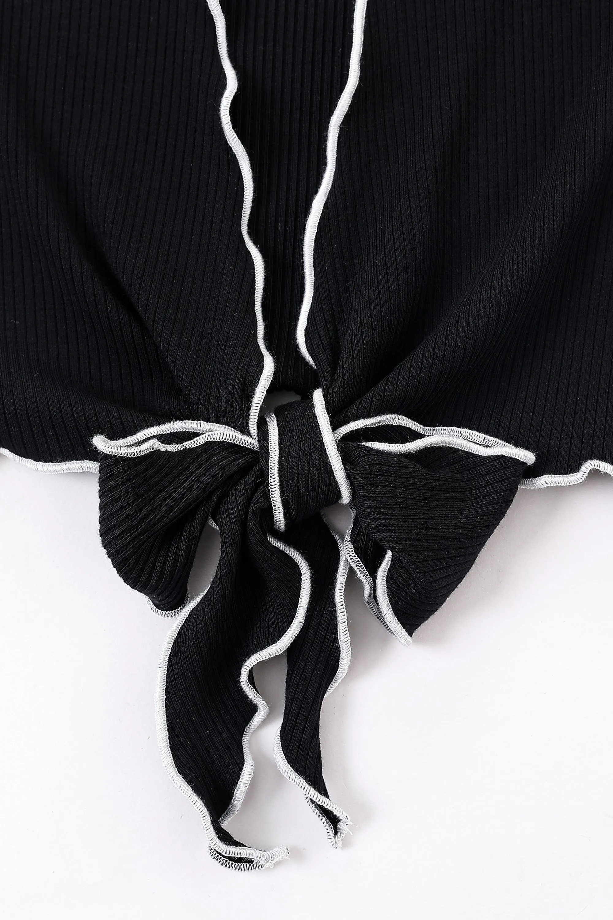 4 left - Tencel Rib Tie Front Top sold by Fashion Brand Company product image thumbnail 4