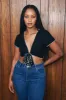 4 left - Tencel Rib Tie Front Top sold by Fashion Brand Company