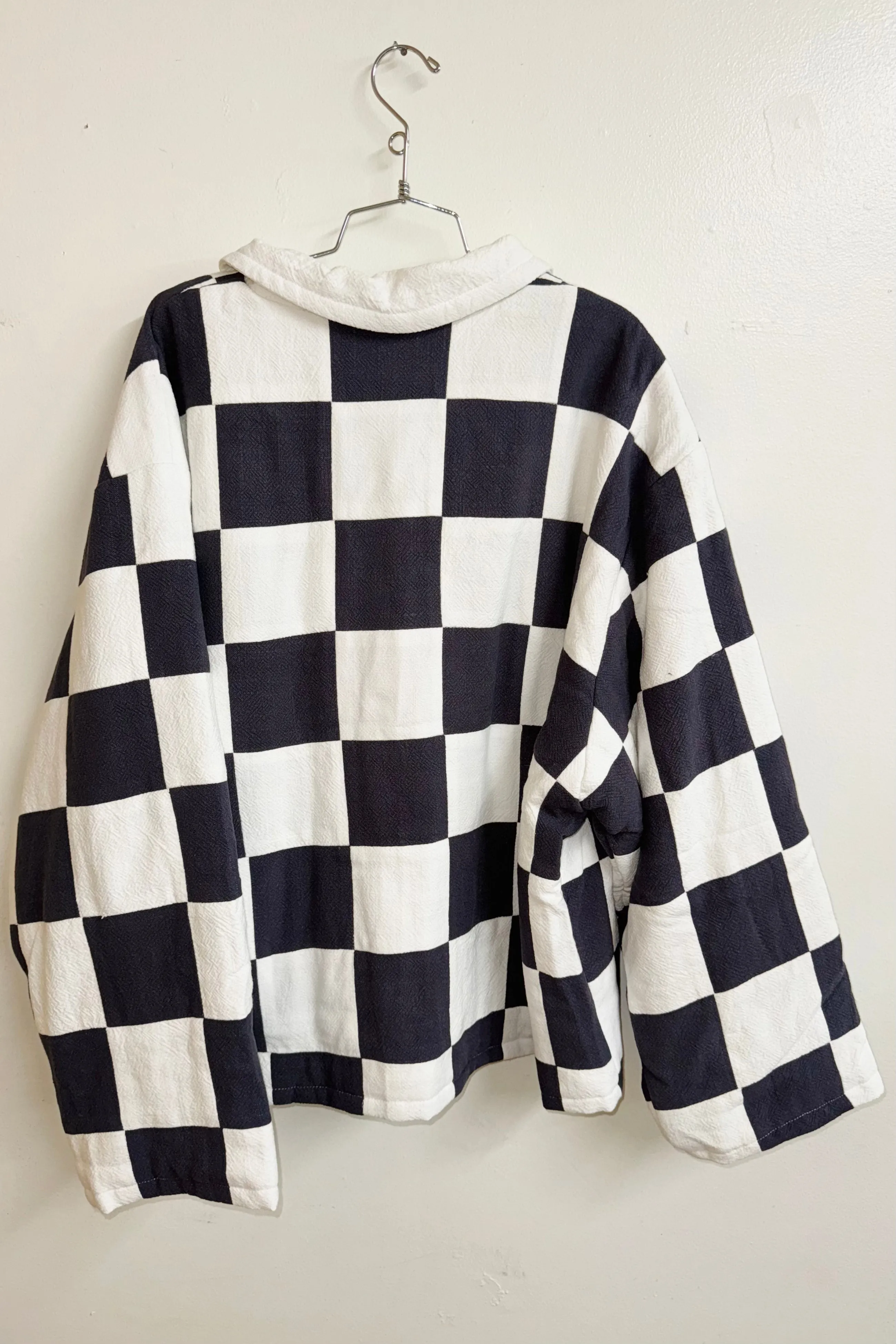 Scrap #17 White/Charcoal Chessboard Crop Jacket 1X/2X sold by Fashion Brand Company product image thumbnail 2