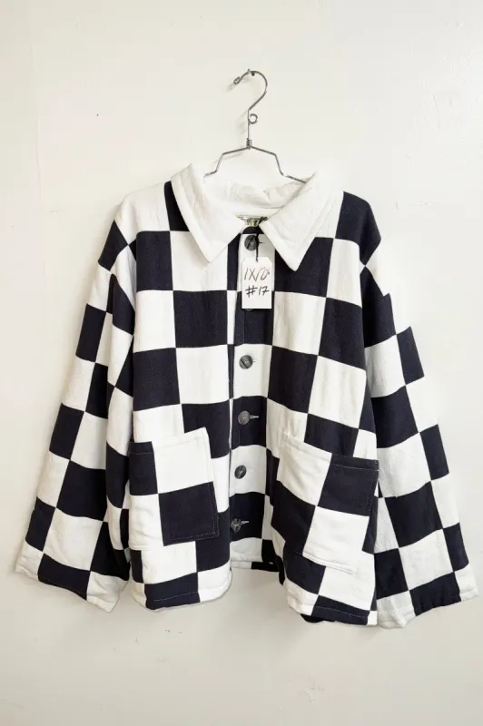 Scrap #17 White/Charcoal Chessboard Crop Jacket 1X/2X sold by Fashion Brand Company