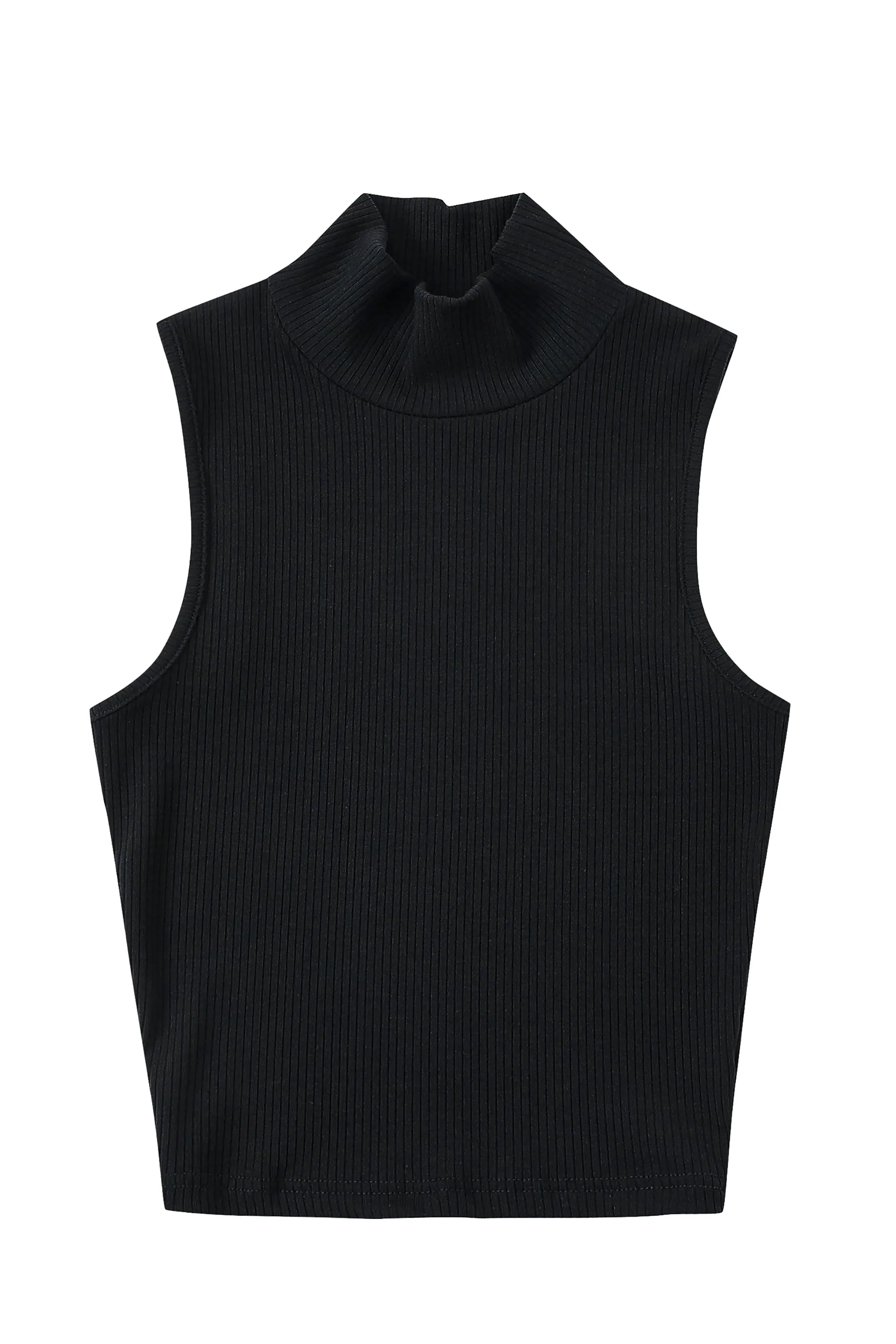Mock Neck Tencel Rib Tank Black sold by Fashion Brand Company product image thumbnail 4