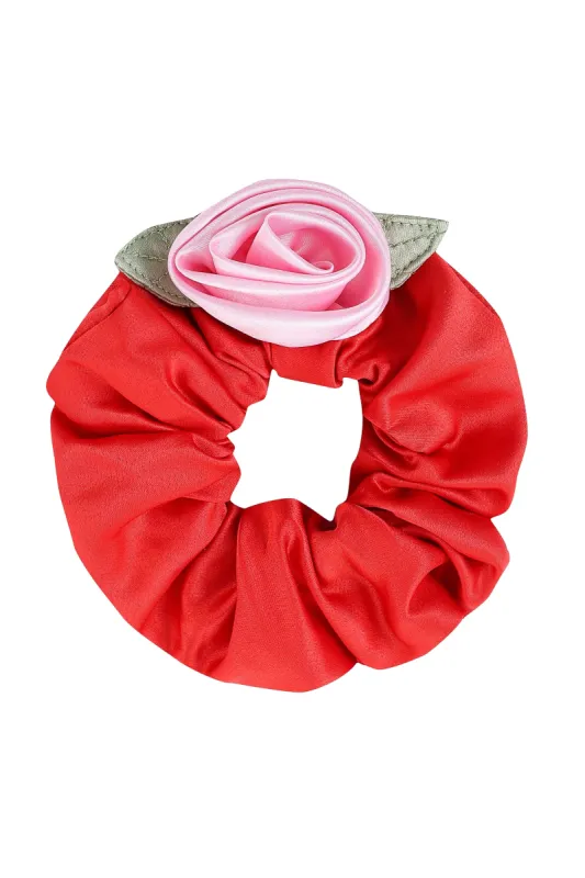 Pink Rose Satin Scrunchie sold by Fashion Brand Company