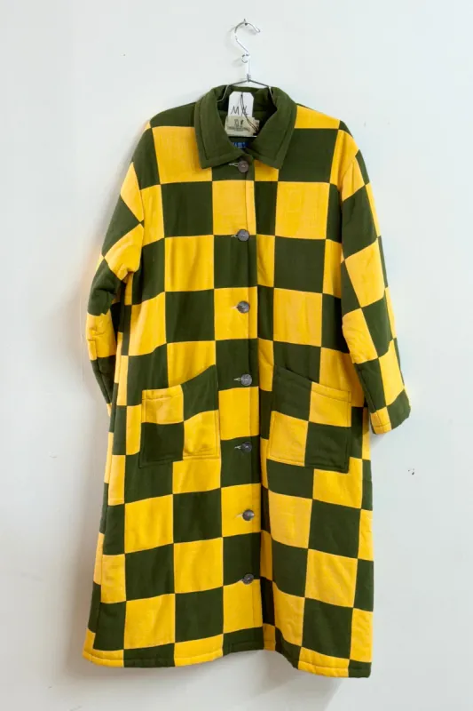 Scrap Yellow/Moss Chessboard Coat M/L made by Fashion Brand Company