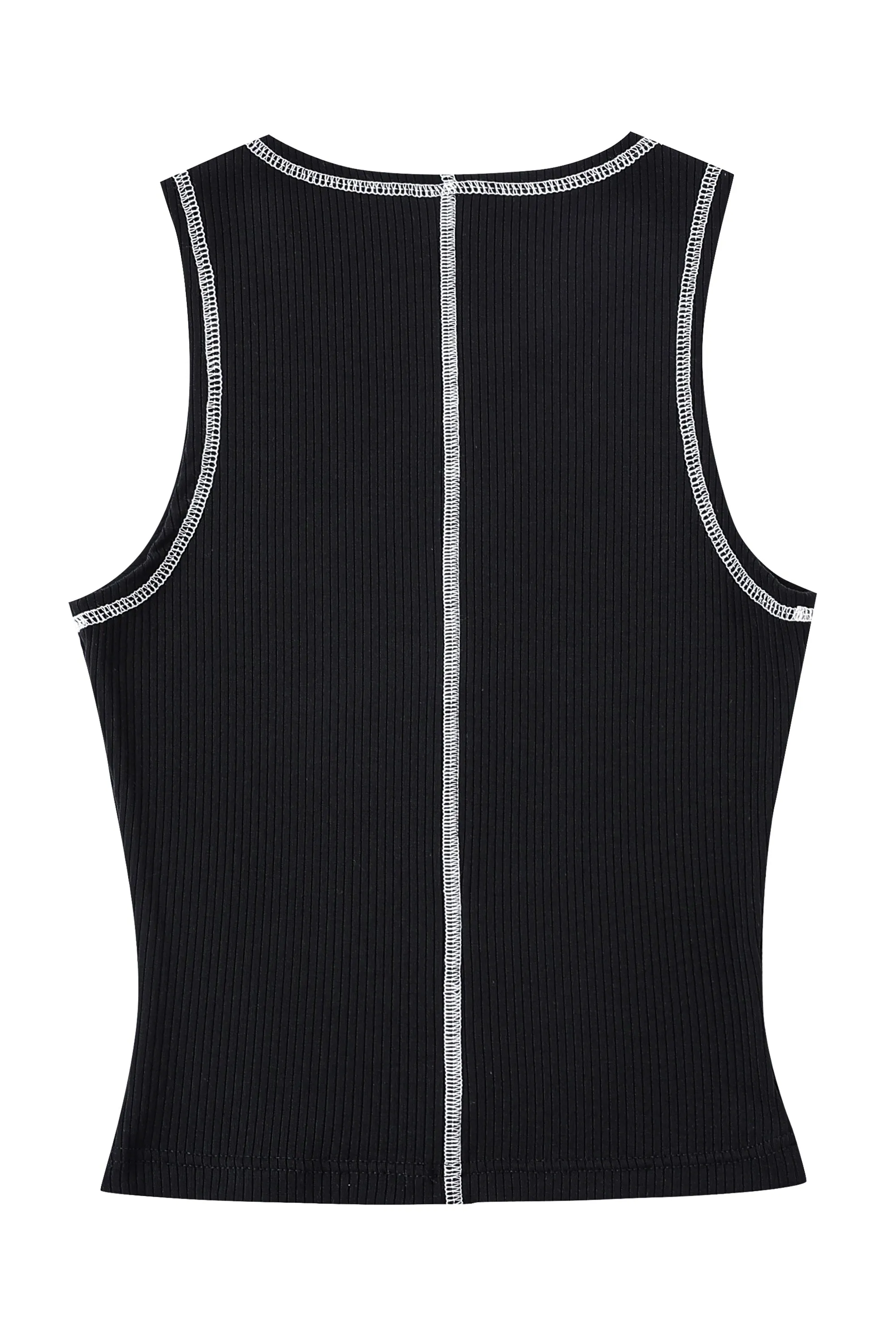 Contrast Seam Tencel Rịb Tank Black sold by Fashion Brand Company product image thumbnail 4