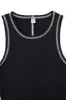 Contrast Seam Tencel Rịb Tank Black sold by Fashion Brand Company
