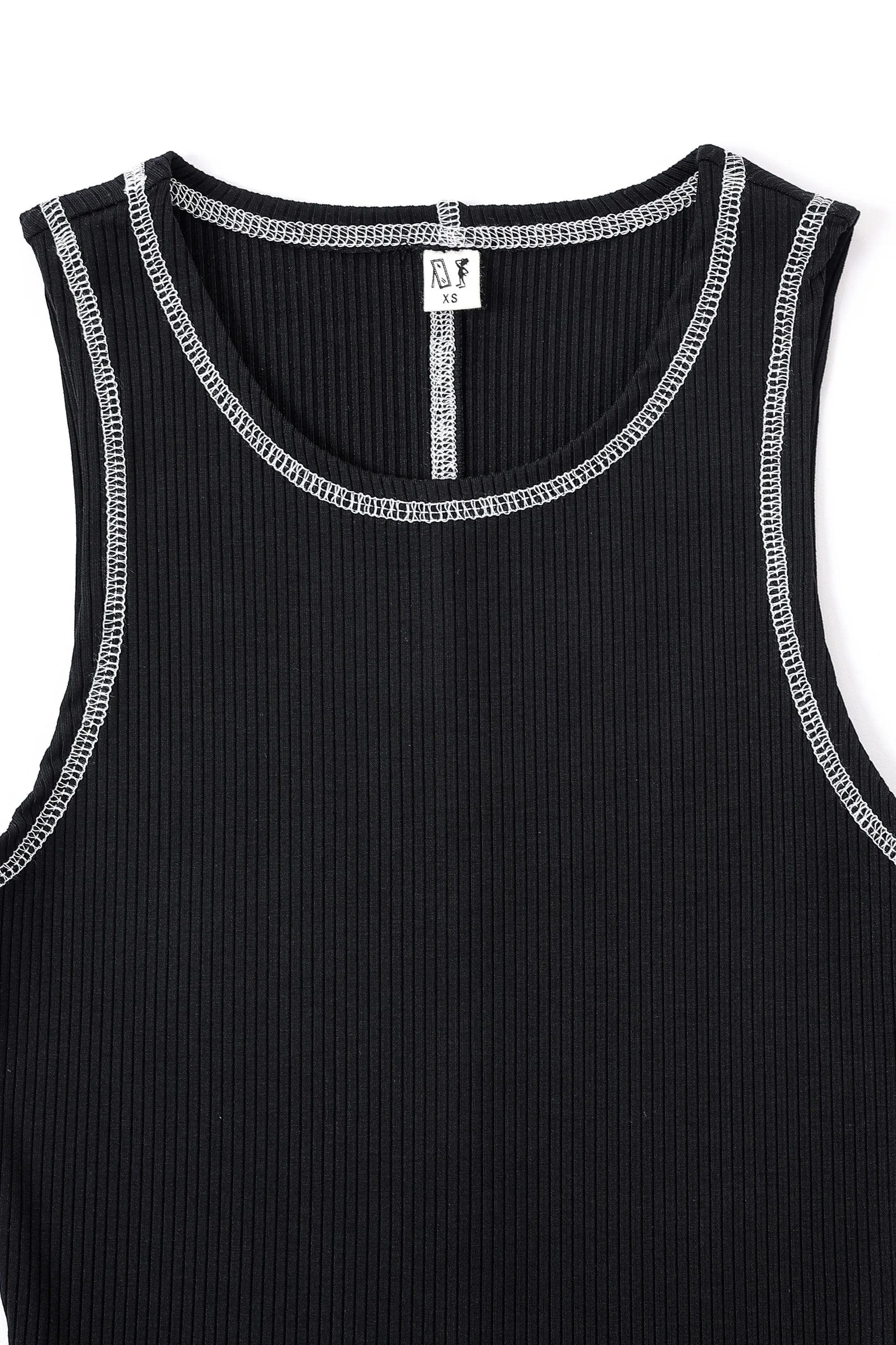 Contrast Seam Tencel Rịb Tank Black sold by Fashion Brand Company product image thumbnail 5
