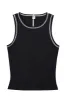 Contrast Seam Tencel Rịb Tank Black sold by Fashion Brand Company