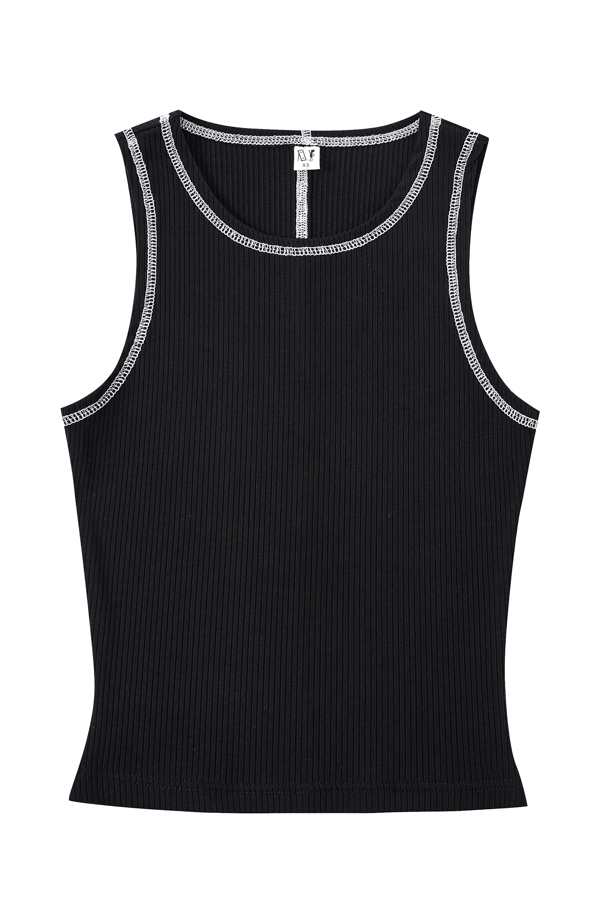 Contrast Seam Tencel Rịb Tank Black sold by Fashion Brand Company product image thumbnail 3