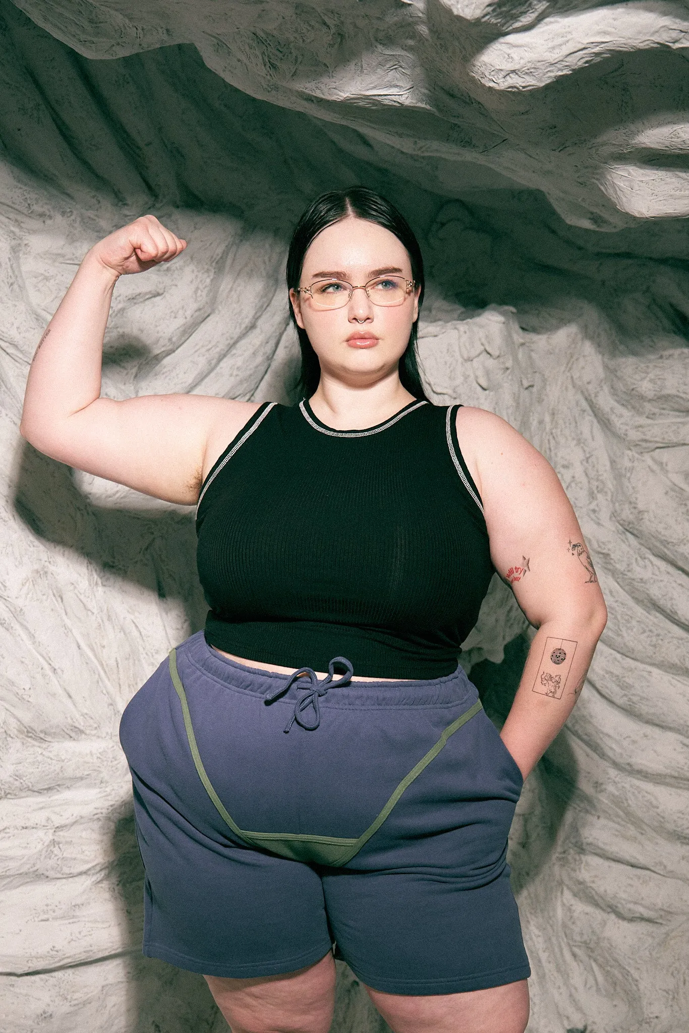 Contrast Seam Tencel Rịb Tank Black sold by Fashion Brand Company product image thumbnail 2