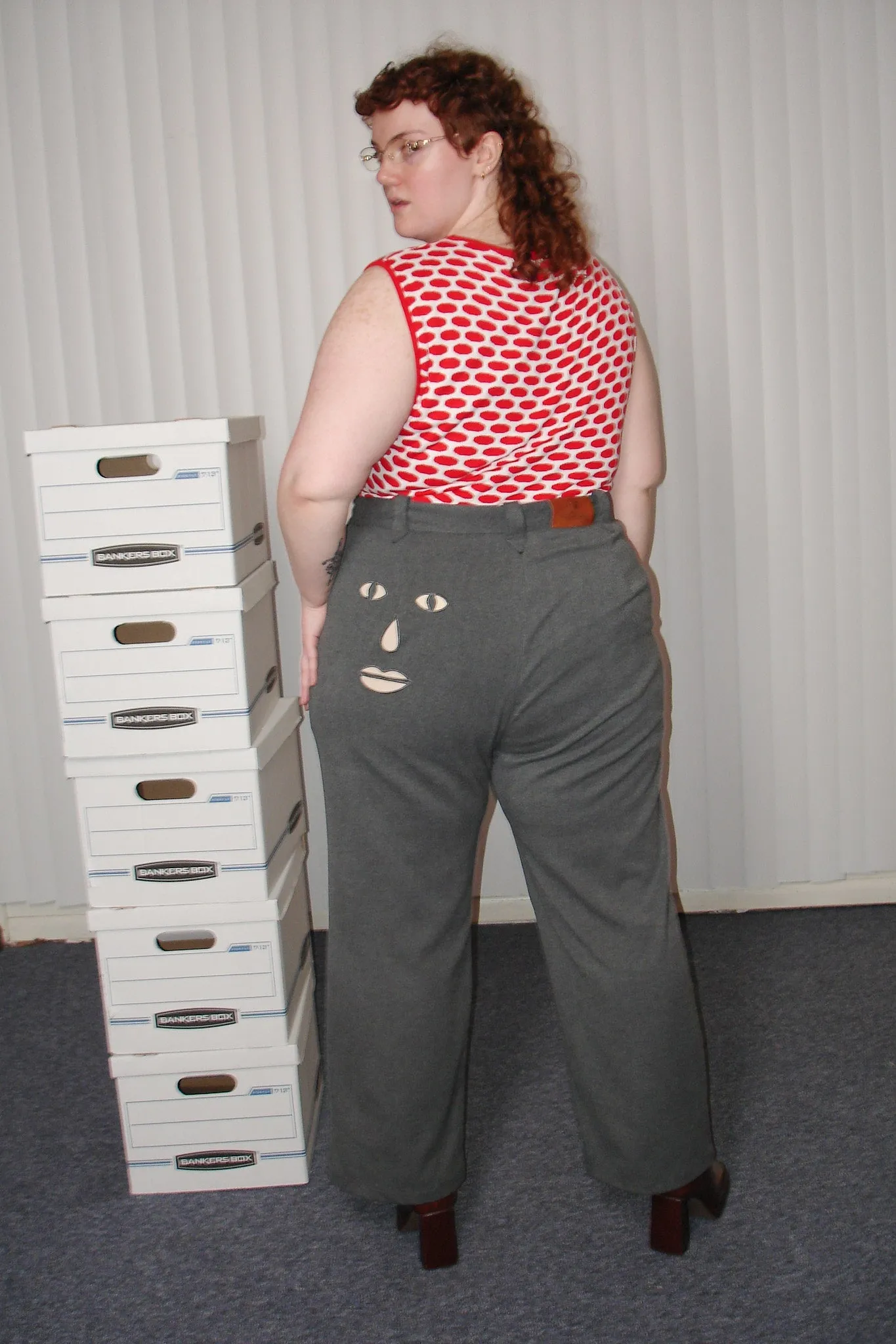 Face cut out Trousers Dark Gray sold by Fashion Brand Company product image thumbnail 2