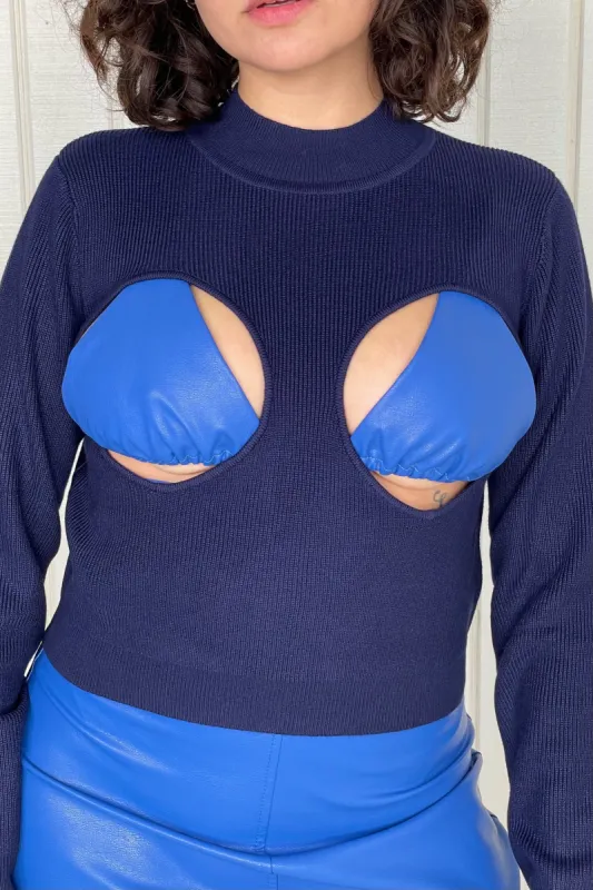 1 left - Boob Cutouts Viscose Sweater Navy made by Fashion Brand Company