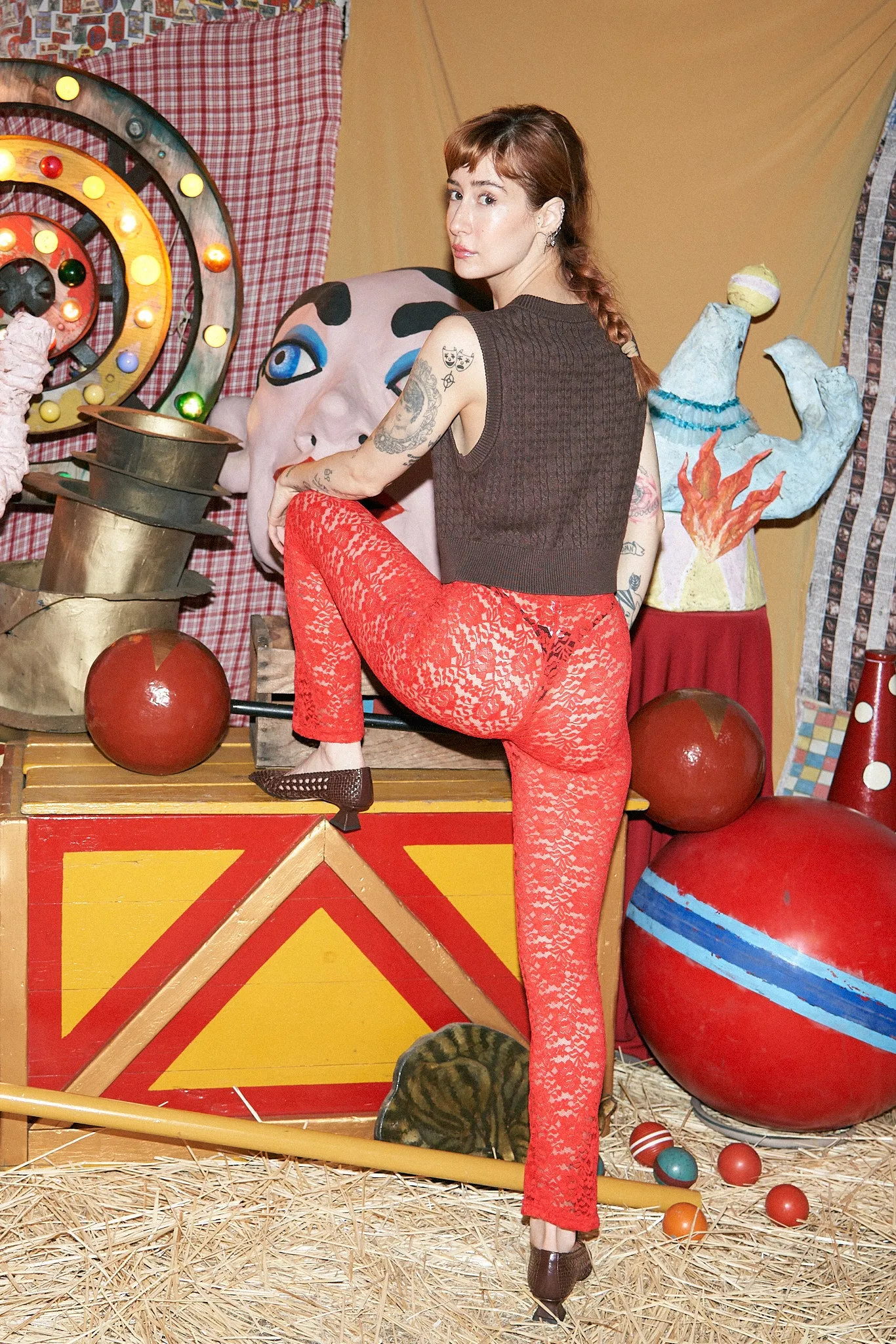 Red Rose Lace Pants sold by Fashion Brand Company product image thumbnail 4