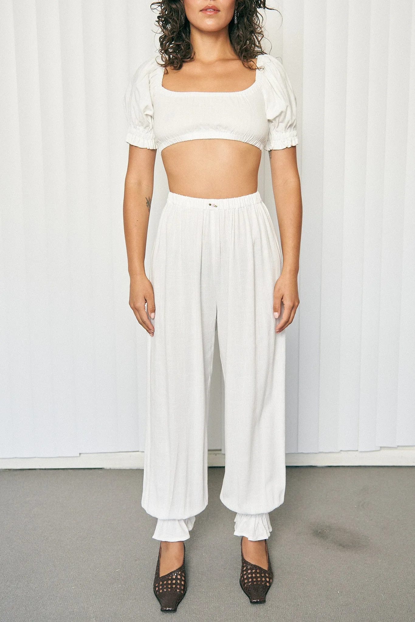 1 left - Long Soft Linen Bloomers White sold by Fashion Brand Company