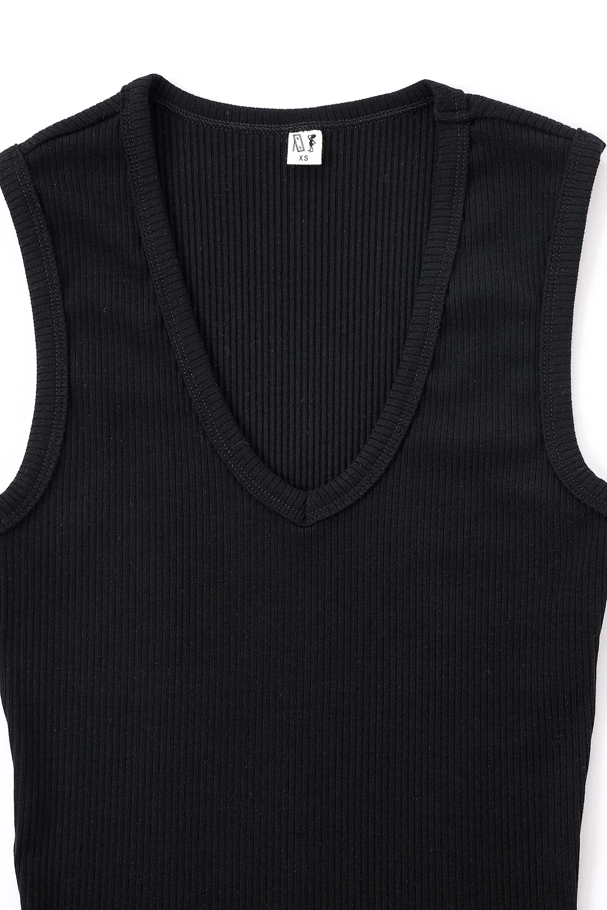 Tencel Rib Deep U Neck Tank Top Black sold by Fashion Brand Company product image thumbnail 4