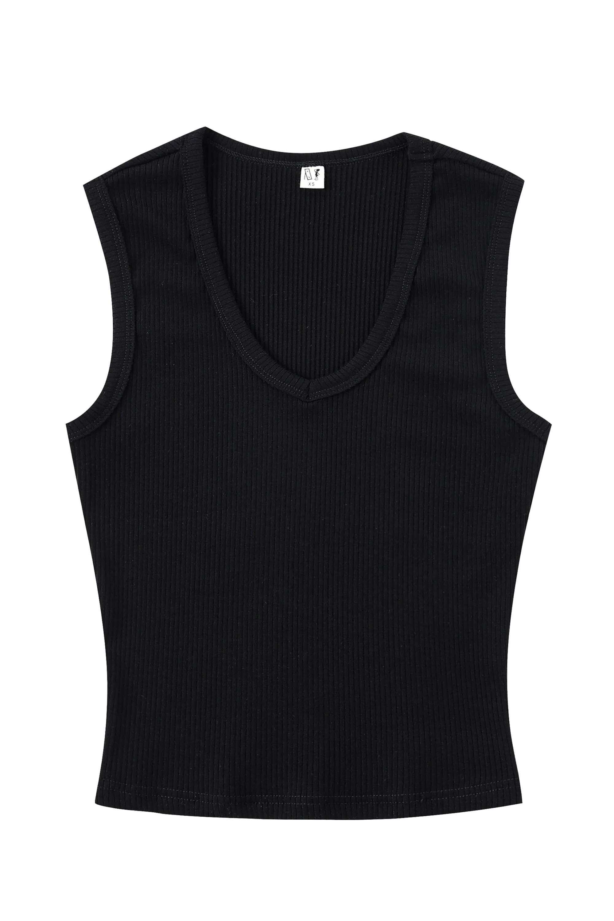 Tencel Rib Deep U Neck Tank Top Black sold by Fashion Brand Company product image thumbnail 3
