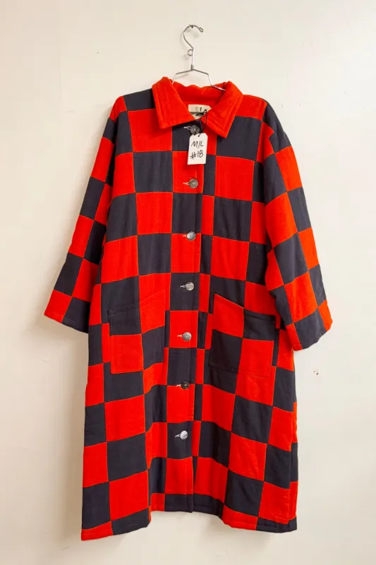 Scrap #18 Blood Orange/Charcoal Chessboard Coat M/L made by Fashion Brand Company